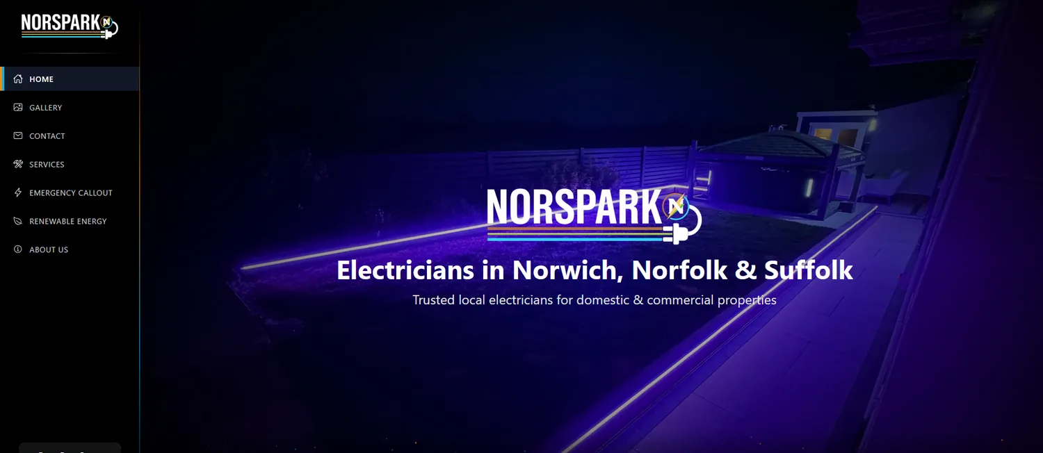 Norspark electricians website homepage